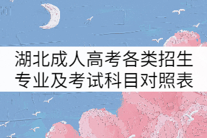 2021年湖北成人高考各類招生專業(yè)及考試科目對照表