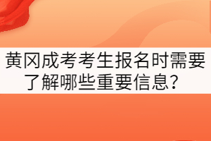 黃岡成考考生報名時需要了解哪些重要信息？