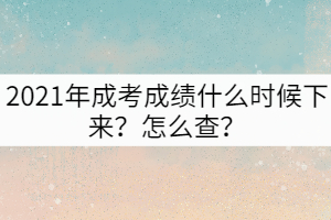 2021年成考成績什么時候下來？怎么查？