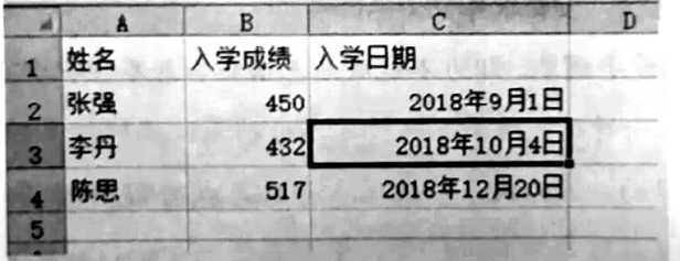 在設置了日期格式的C3單元格誤輸入了數(shù)字“6789”并確認后，C3單元格顯示的內(nèi)容是()。