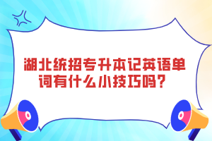 湖北統(tǒng)招專升本記英語單詞有什么小技巧嗎？