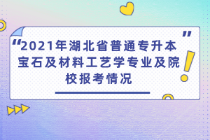 2021年湖北省普通專升本寶石及材料工藝學(xué)專業(yè)及院校報(bào)考情況