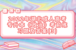 2022年湖北成人高考專升本《政治》考前練習題及答案(3)