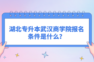 湖北專升本武漢商學(xué)院報(bào)名條件是什么？