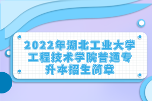 2022年湖北工業(yè)大學(xué)工程技術(shù)學(xué)院普通專升本招生簡章