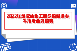 2022年武漢生物工程學(xué)院普通專升本專業(yè)對(duì)照表