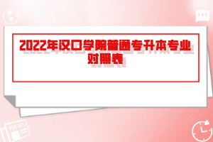 2022年漢口學(xué)院普通專升本專業(yè)對照表