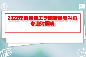 2022年武昌理工學院普通專升本專業(yè)對照表