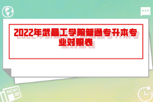 2022年武昌工學院普通專升本專業(yè)對照表