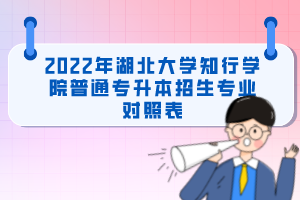 2022年湖北大學(xué)知行學(xué)院普通專升本招生專業(yè)對(duì)照表