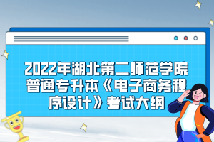 2022年湖北第二師范學(xué)院普通專升本《電子商務(wù)程序設(shè)計》考試大綱