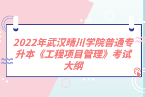 2022年武漢晴川學(xué)院普通專(zhuān)升本《工程項(xiàng)目管理》考試大綱