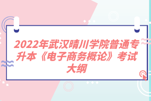 2022年武漢晴川學(xué)院普通專升本《電子商務(wù)概論》考試大綱