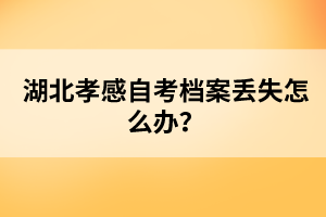 湖北孝感自考檔案丟失怎么辦？