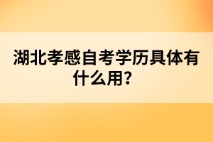 湖北孝感自考學(xué)歷具體有什么用？