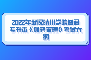 2022年武漢晴川學(xué)院普通專升本《財(cái)務(wù)管理》考試大綱