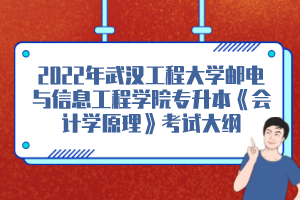 2022年武漢工程大學郵電與信息工程學院專升本《會計學原理》考試大綱