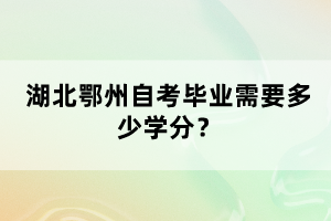 湖北鄂州自考畢業(yè)需要多少學(xué)分？