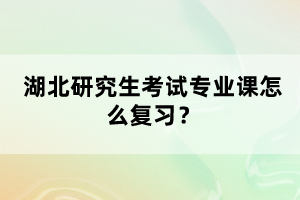 湖北研究生考試專業(yè)課怎么復習？