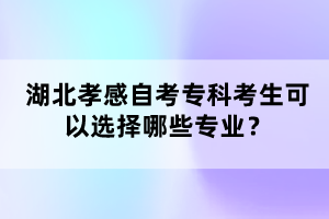 湖北孝感自考?？瓶忌梢赃x擇哪些專業(yè)？