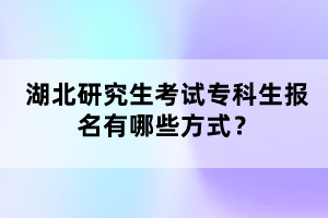 湖北研究生考試專科生報名有哪些方式？