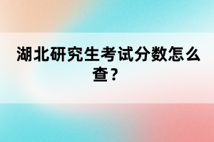 湖北研究生考試分數(shù)怎么查？