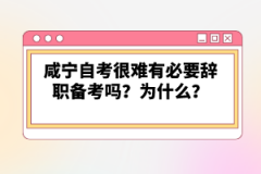 咸寧自考很難有必要辭職備考嗎？為什么？