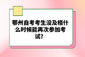 鄂州自考考生沒及格什么時候能再次參加考試？