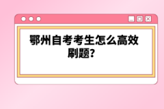 鄂州自考考生怎么高效刷題？