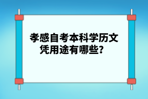 孝感自考本科學(xué)歷文憑用途有哪些？