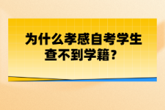 為什么孝感自考學生查不到學籍？