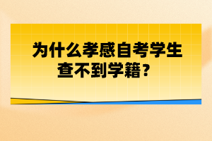 為什么孝感自考學(xué)生查不到學(xué)籍？