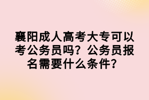 襄陽(yáng)成人高考大?？梢钥脊珓?wù)員嗎？公務(wù)員報(bào)名需要什么條件？